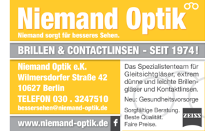 Contactlinsen - Niemand - Optik e.K in Berlin - Logo
