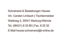 Logo Schreinerei und Bestattungen Heuser Inh. Carsten Limbach Marburg