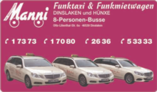 Kundenlogo von Manni Funktaxi & Funkmietwagen Dinslaken-Hünxe