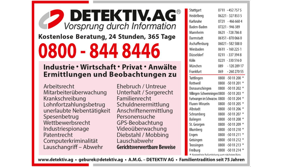 A . M . G . - DETEKTIV AG Wirtschaftsdetektei und Privatdetektei in Tuttlingen - Logo