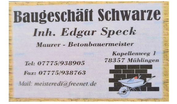 Baugeschäft Schwarze Inh. Edgar Speck Abbrucharbeiten in Mühlingen - Logo