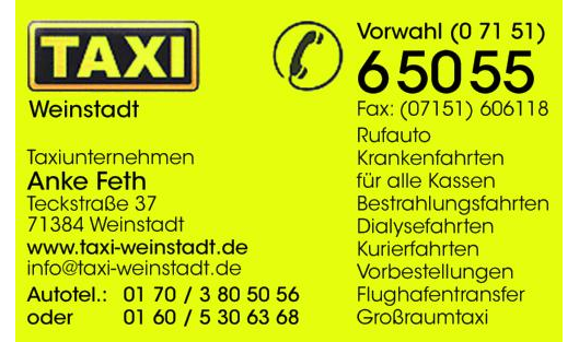 Anke Feth Taxi-Funk Taxi Weinstadt in Endersbach Gemeinde Weinstadt - Logo