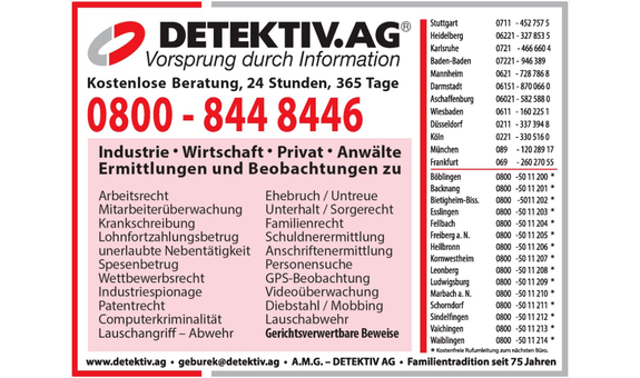 A . M . G . - DETEKTIV AG Wirtschaftsdetektei und Privatdetektei in Böblingen - Logo