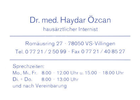 Bildergallerie Özcan Haydar Dr.med. Villingen-Schwenningen