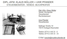 Kundenbild groß 1 Müller Klaus Dipl.-Kfm. + Pfander Uwe StB u. vereid. Buchprüfer