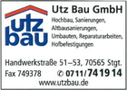 Bildergallerie Utz Bau GmbH Stuttgart